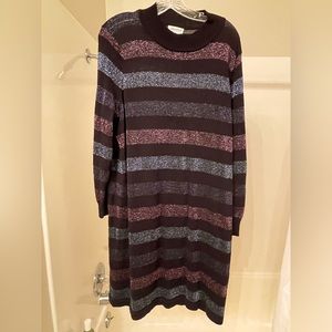Sparkly party dress.Long sleeve mock neck lightweight sweater. BLK/multi Sz 20.